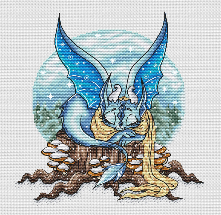 Winter Dragon - PDF Cross Stitch Pattern - Wizardi