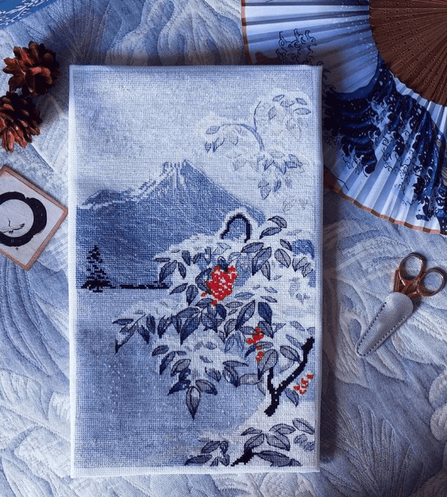 Winter landscape with mountain ash 1398 Counted Cross Stitch Kit - Wizardi