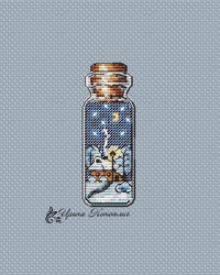 Winter Quiet Night Bottle on Plastic Canvas - PDF Counted Cross Stitch Pattern - Wizardi