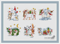 Winter Rabbits - PDF Cross Stitch Pattern - Wizardi