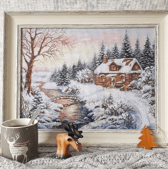 Winter. Towards evening 3-15 Counted Cross-Stitch Kit - Wizardi