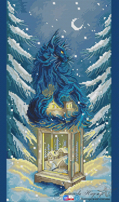 Yule Cat - PDF Cross Stitch Pattern - Wizardi