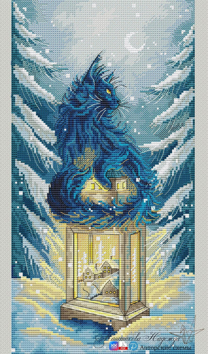 Yule Cat - PDF Cross Stitch Pattern - Wizardi