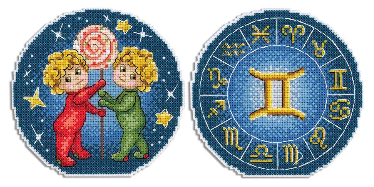 Zodiac Signs. Gemini SR-694 Plastic Canvas Counted Cross Stitch Kit - Wizardi